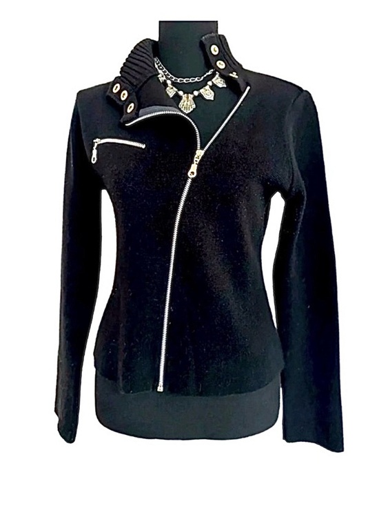 Jennyfer Sweaters - JENNYFER ~ Women’s long-sleeve black turtleneck asymmetrical sweater size L